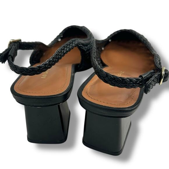 Marc Fisher Lulia Woven Slingback Pumps Black Size 5.5 Pointy Toe Block Heels - Picture 3 of 12